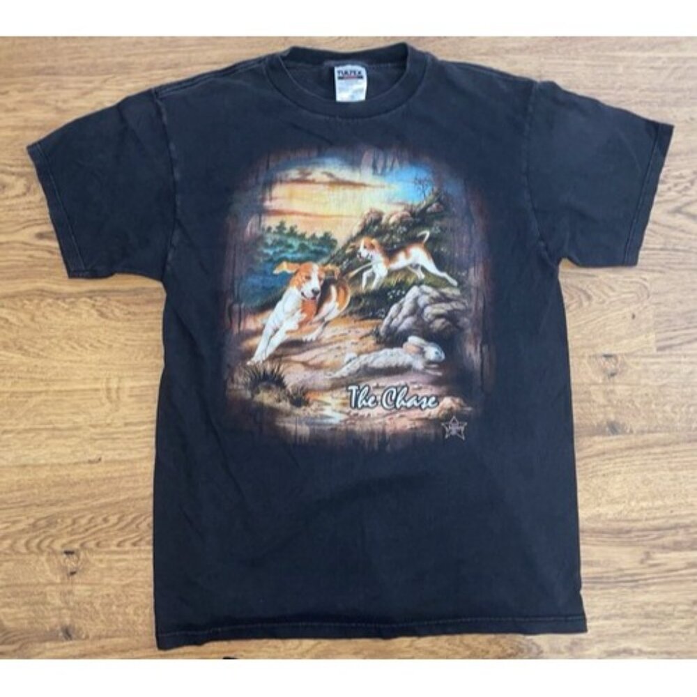 Vintage 90s Tultex King Of Cool Johnnys THE CHASE Distressed Shirt Large